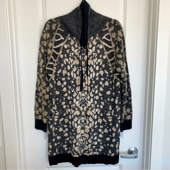 TRIBAL | Leopard print turtleneck sweater dress - Picture 2 of 13